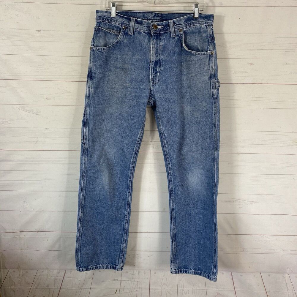Vtg Key Mens Carpenter Jeans Size 33 Blue 100% Cotton Pockets Straight Leg 32x30